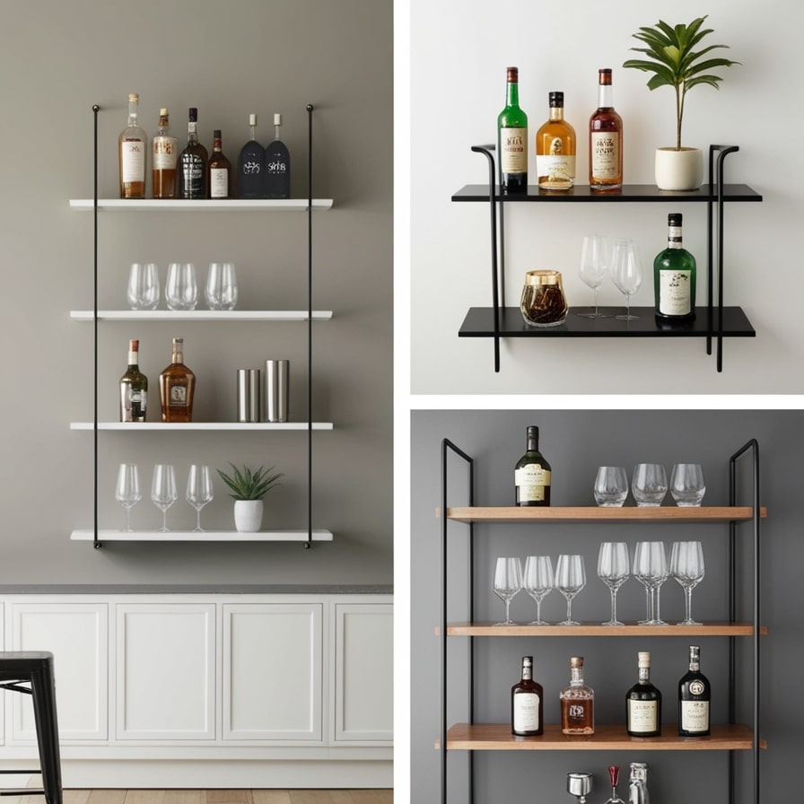 Minimalist Home Bar Shelves