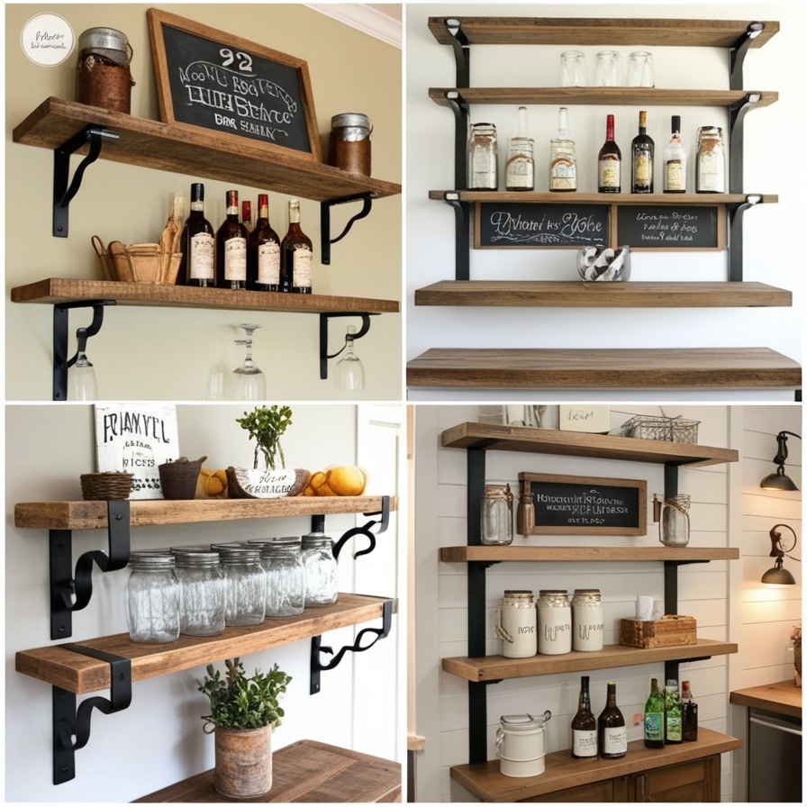 Rustic Farmhouse Bar Shelving