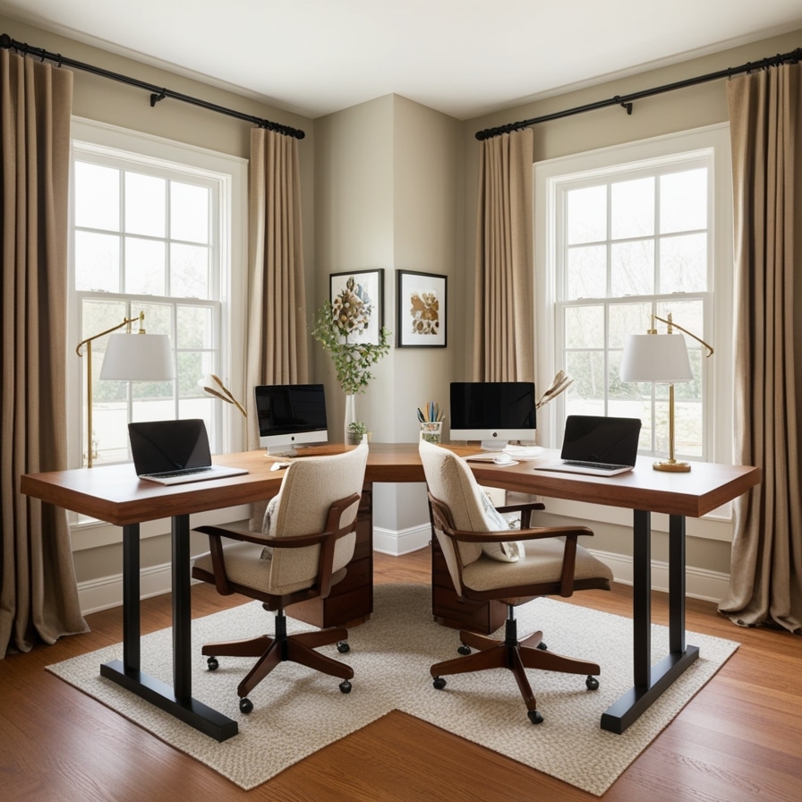 Shared Corner Desk, Dual Desk Setup