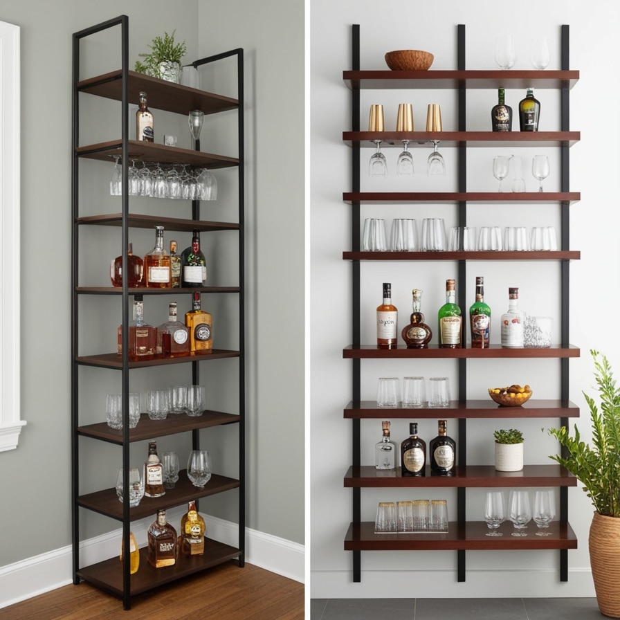 Space-Saving Vertical Home Bar Shelves