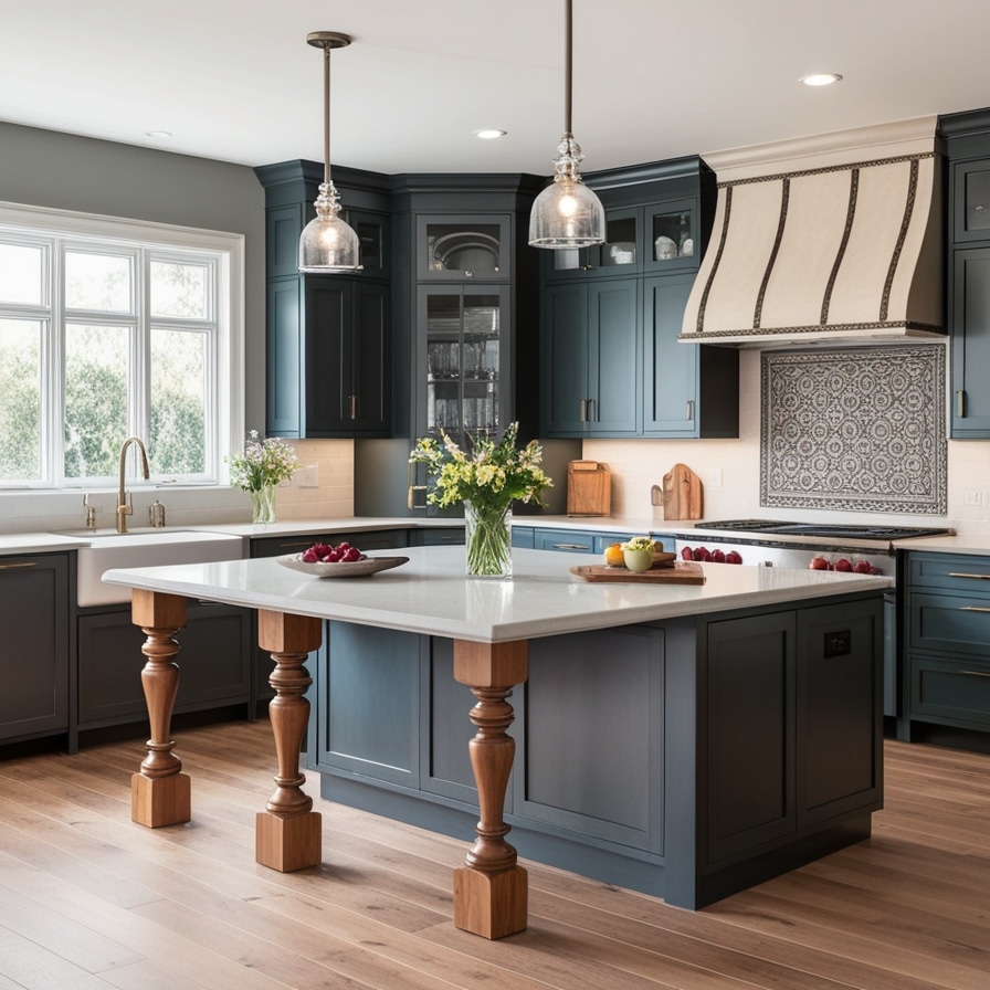 Stylish Kitchen Island with Custom Detailing