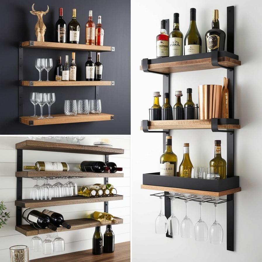 Wall-Mounted Shelves with Storage