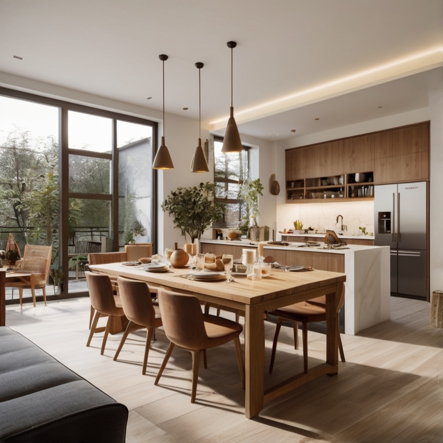 Open Concept Elegance, combo kitchen dining room