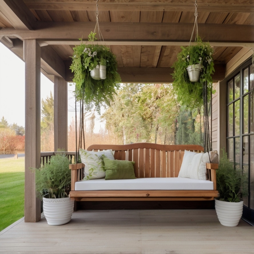 12. Suspended Swing Bench with Planters on Each Side
