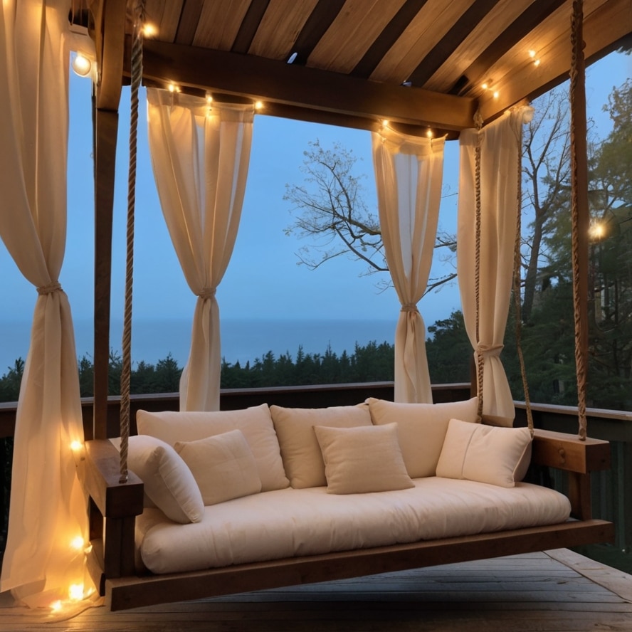 14. The Luxe Swing with Curtains and Fairy Lights