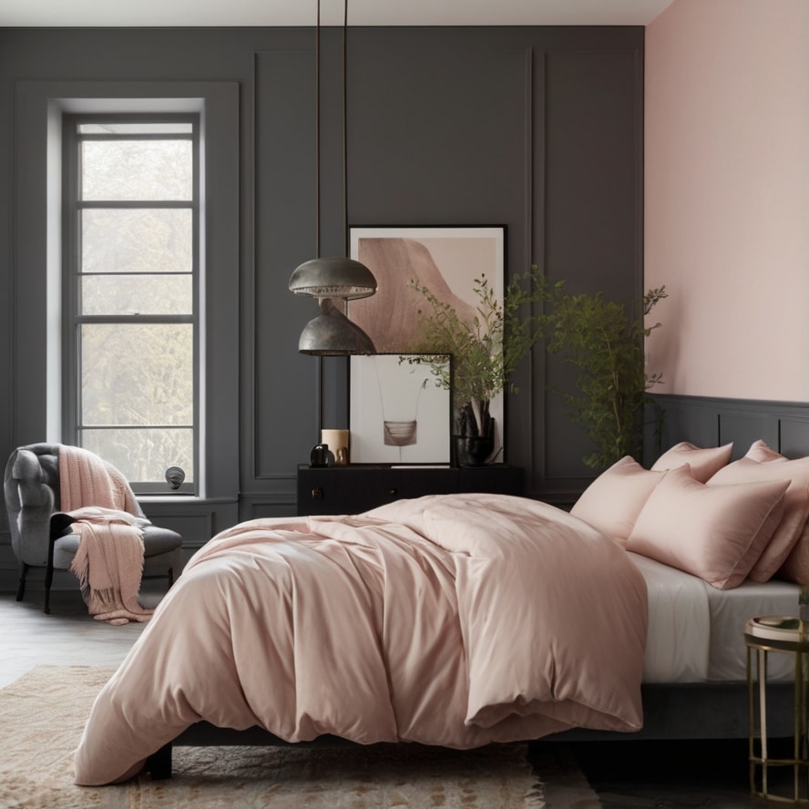 3. Charcoal Gray & Pale Blush