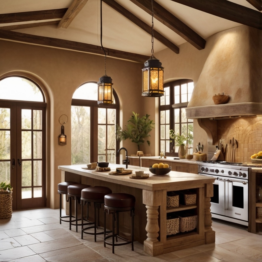 Lighting In Hacienda style kitchen