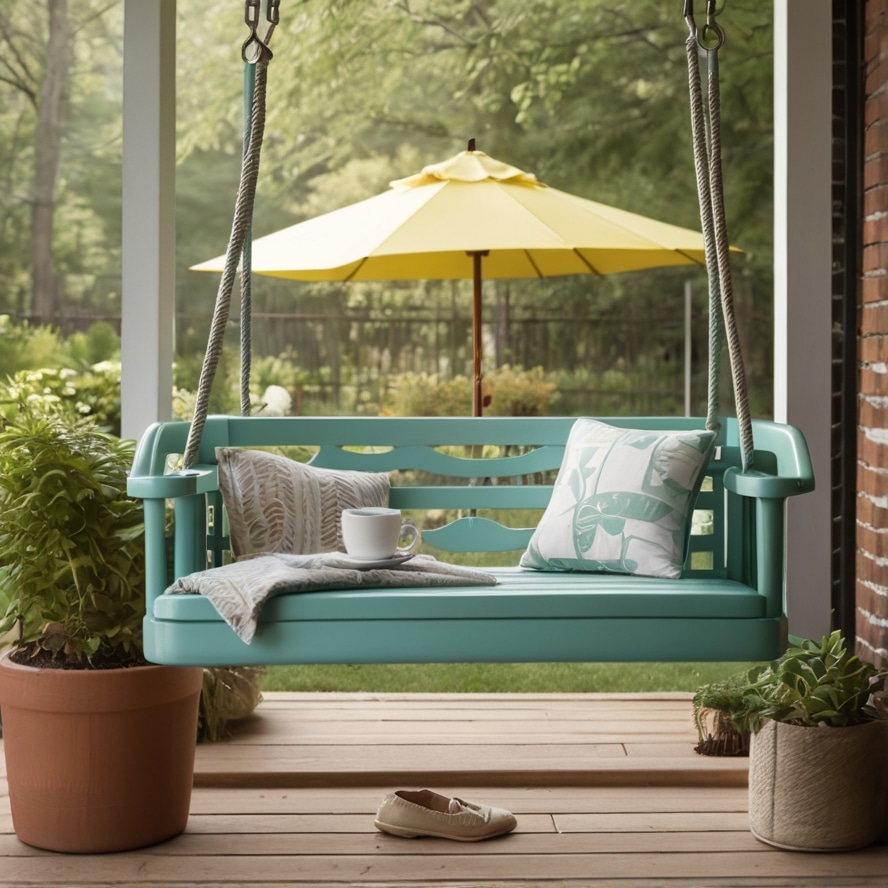 5. Painted Metal Swing with Retro Vibes