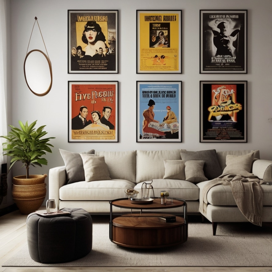 18. Movie Poster Wall for Nostalgic Charm