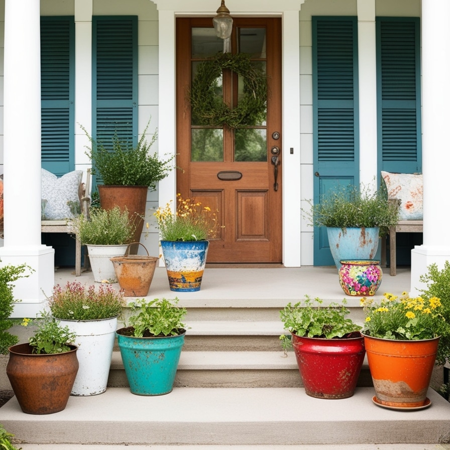 1. Mismatched Vintage Pots