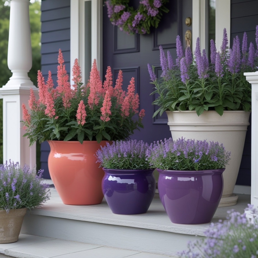 10. Color-Themed Pot Clusters