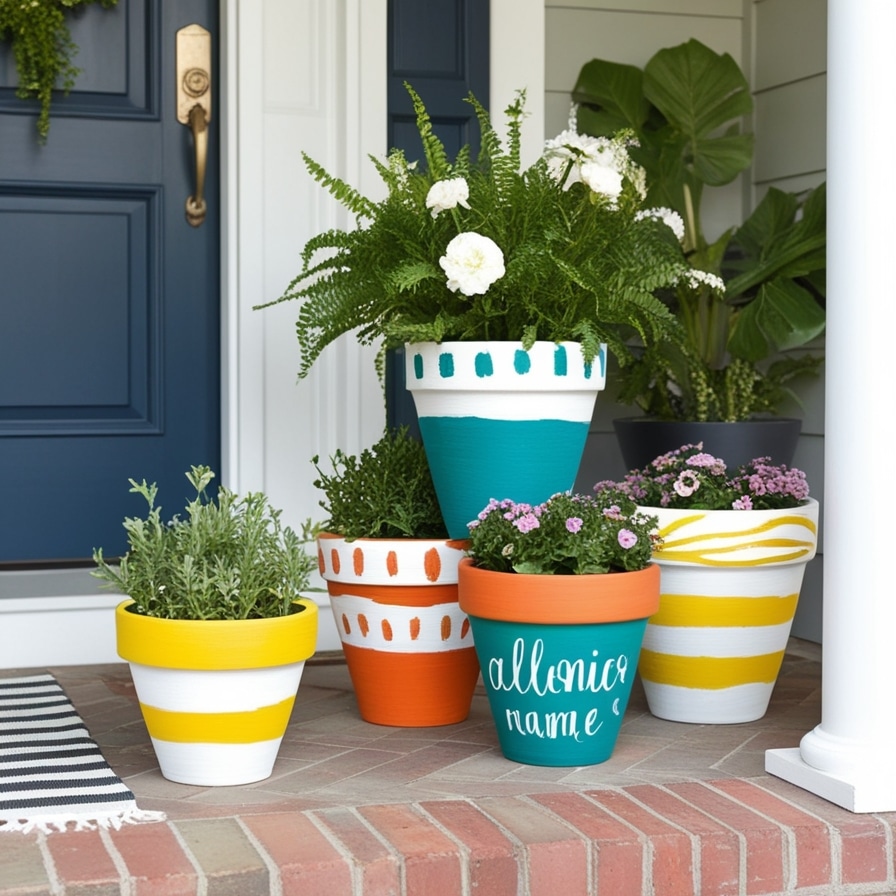 13. Painted DIY Pots with Personality