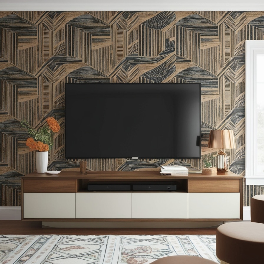 Statement Wallpaper on TV wall