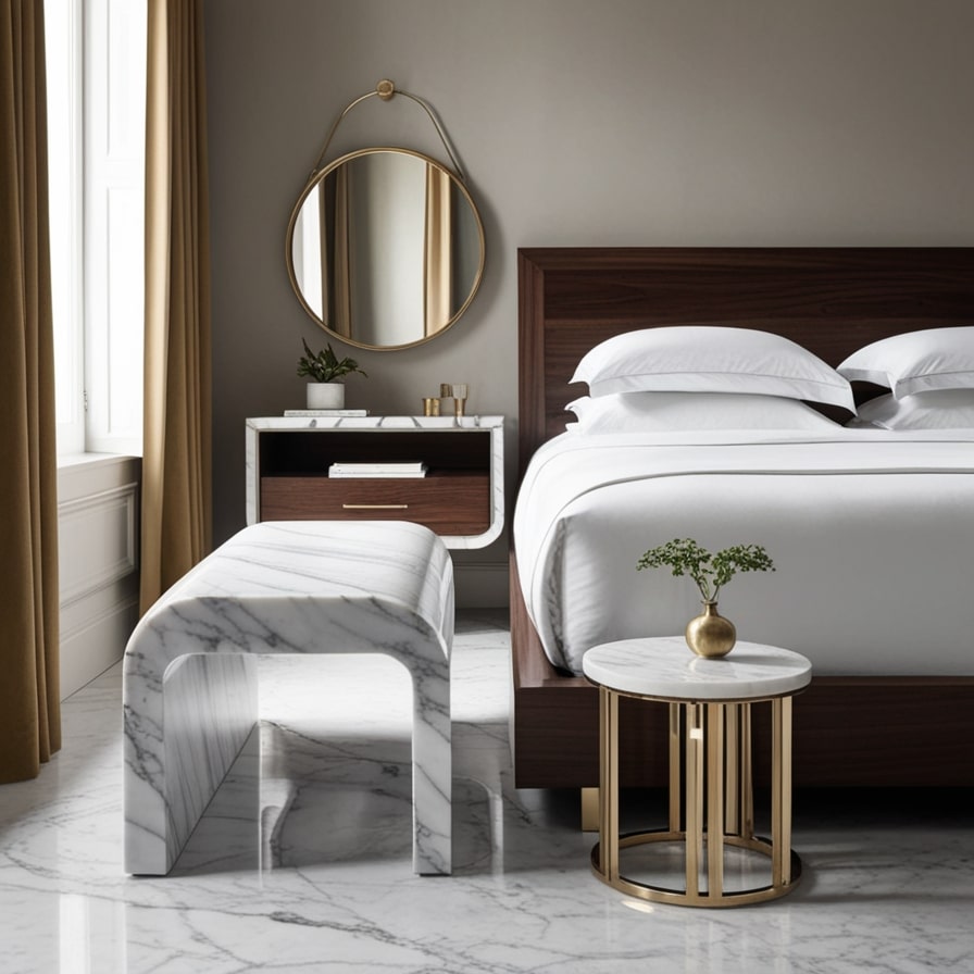 3. Marble-Top Nightstands