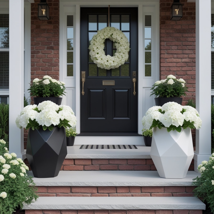 4. Black and White Contrast Planters