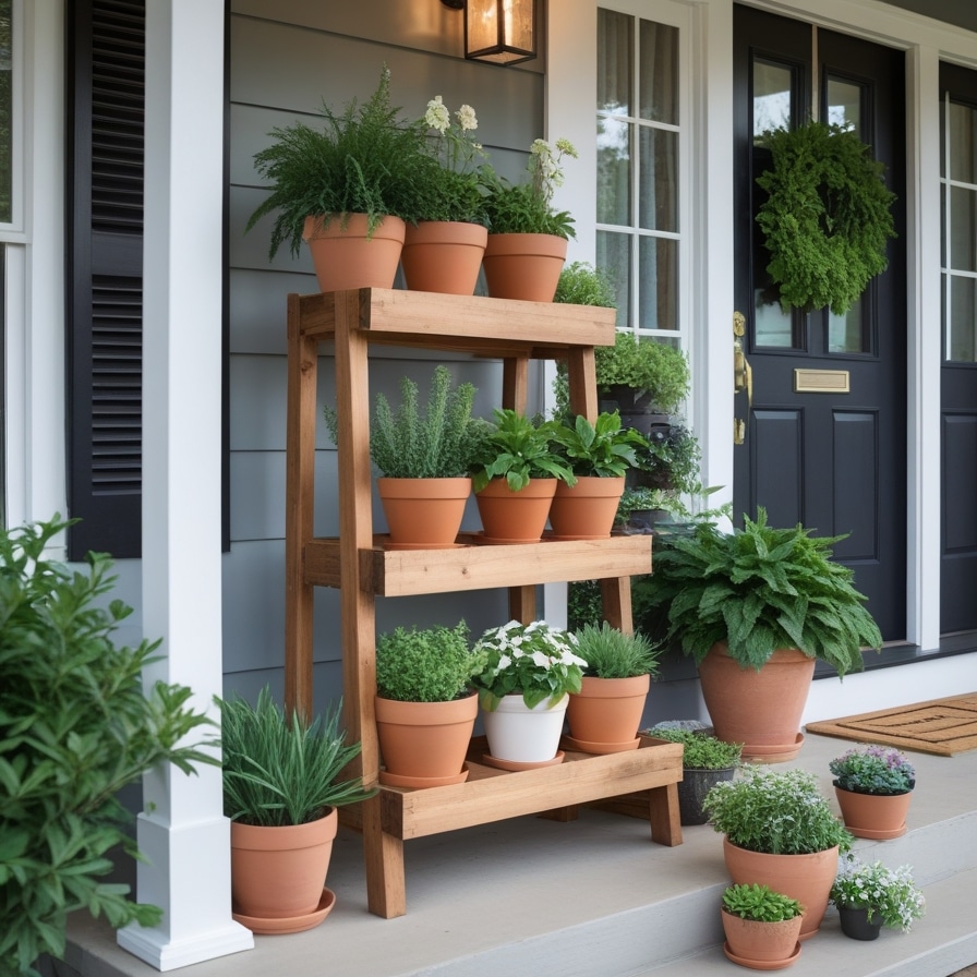8. Tiered Wooden Plant Stands