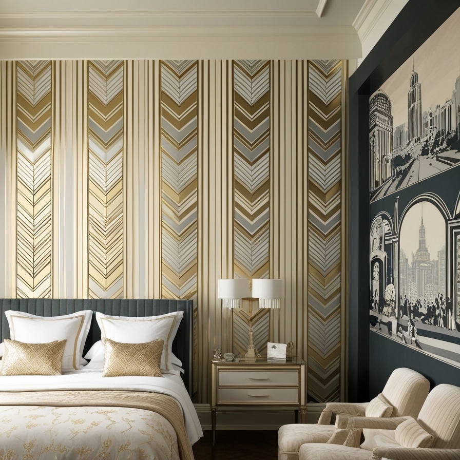 Vintage-Inspired Wallpaper & Murals with Art Deco Flair