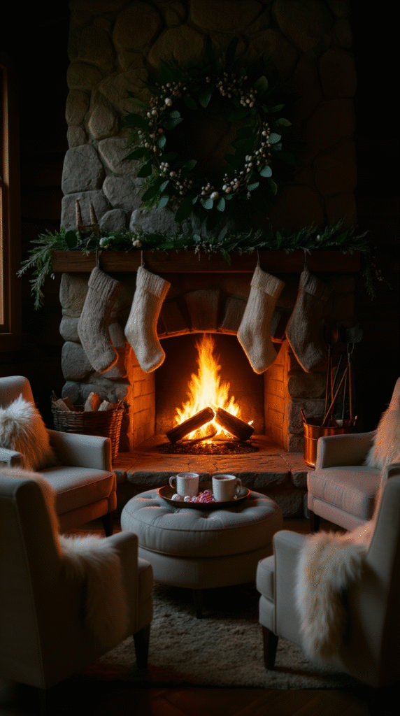 Focus on a Cozy Fireplace