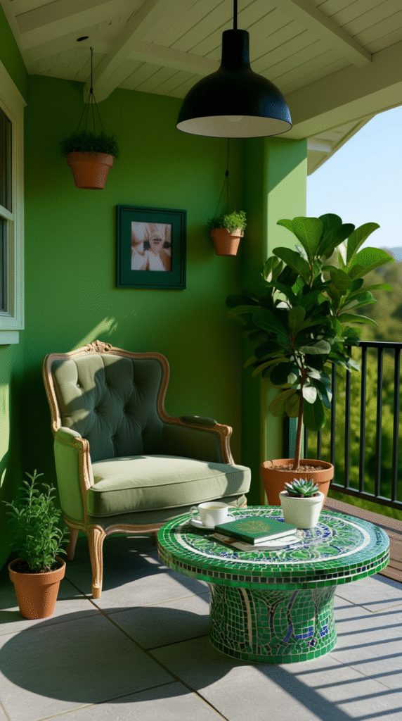 Family Photos in Green Frames
